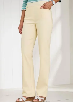 Cotton Traders Beige Premium Pull-On Twill Straight-Leg Jeans