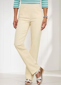 Cotton Traders Beige Premium Pull-On Twill Straight-Leg Jeans