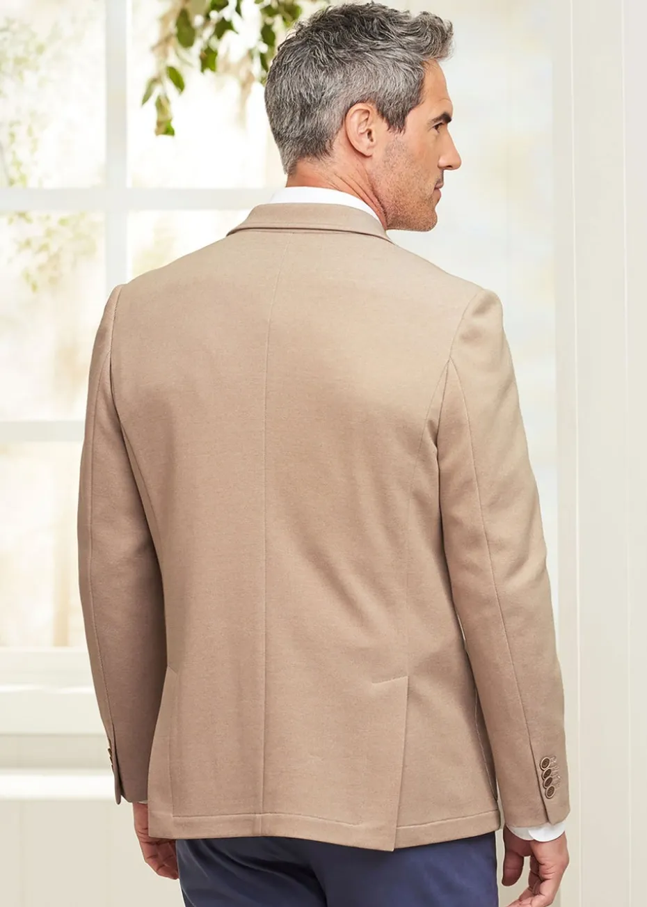 Cotton Traders Beige Textured Jersey Blazer