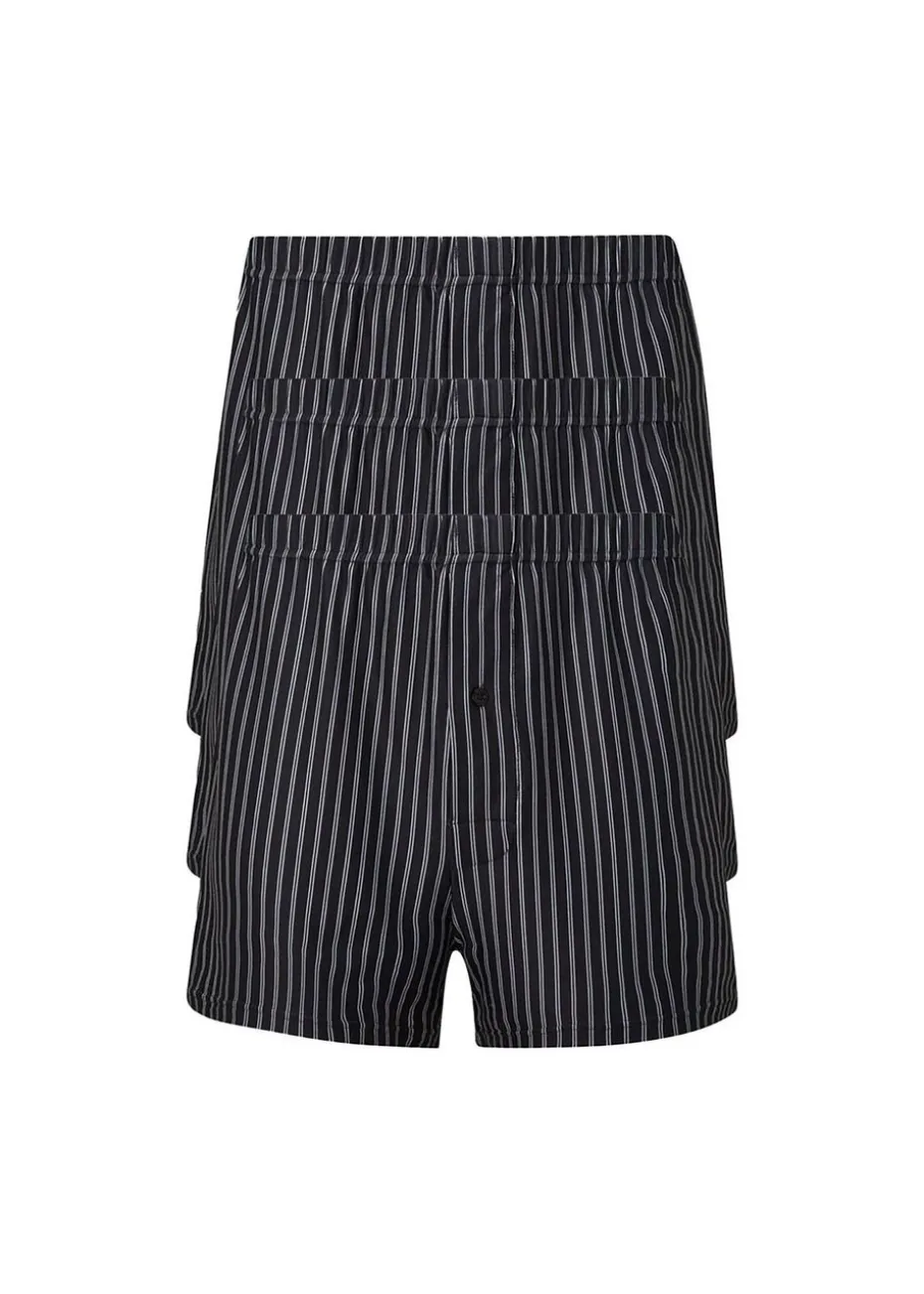 Cotton Traders Black 3 Pack Jersey Stripe Boxers