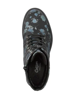 Cotton Traders Black Floral Boots