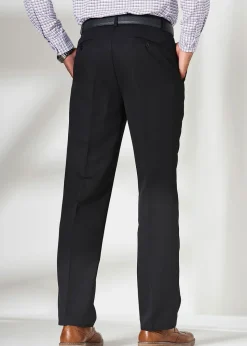 Cotton Traders Black Pleat Front Supreme Easy-Care Trousers