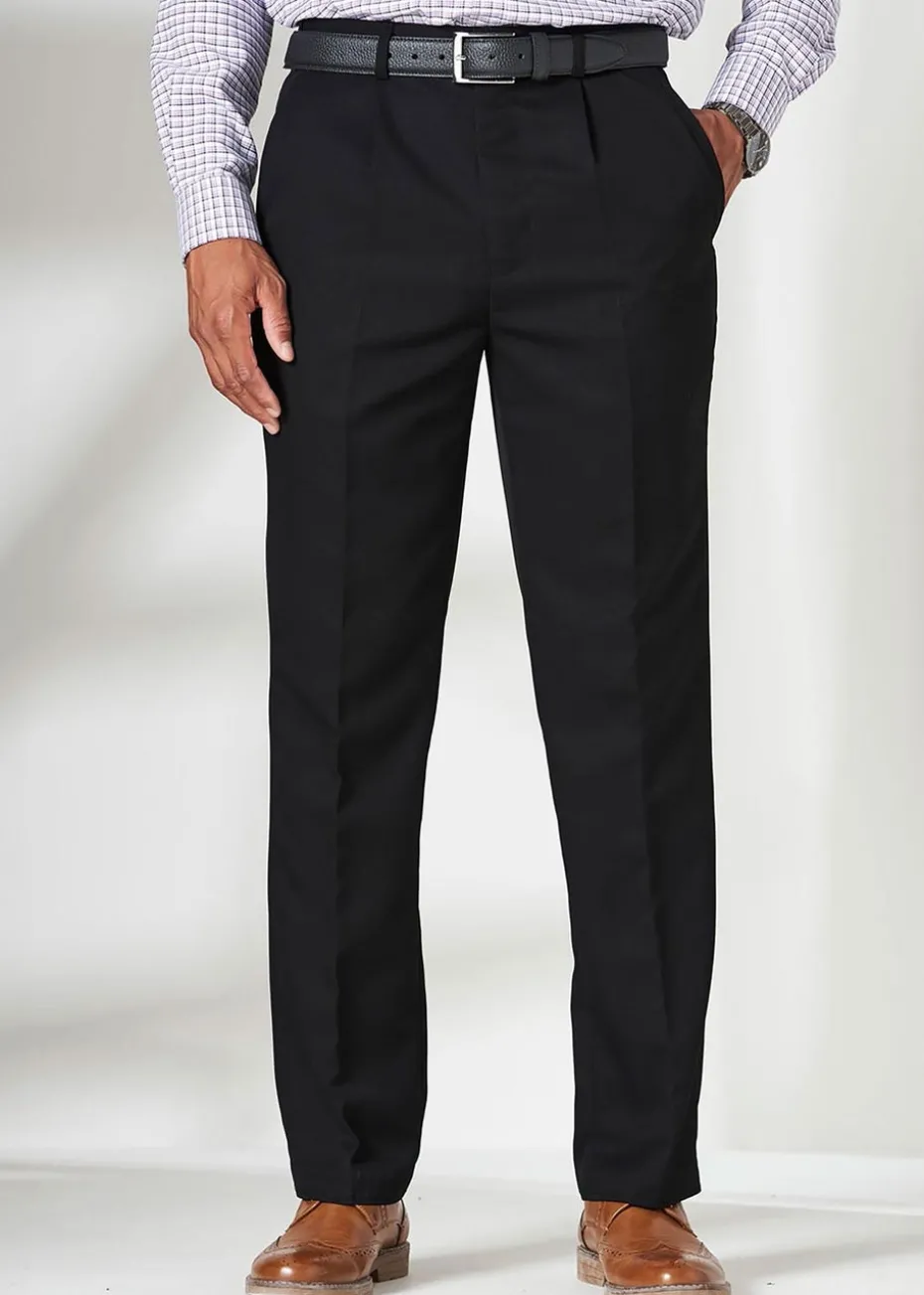 Cotton Traders Black Pleat Front Supreme Easy-Care Trousers