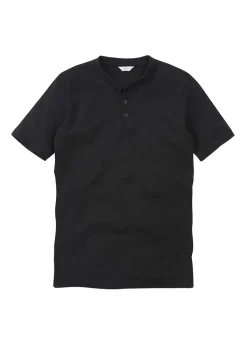 Cotton Traders Black Short Sleeve Grandad Base Layer Top