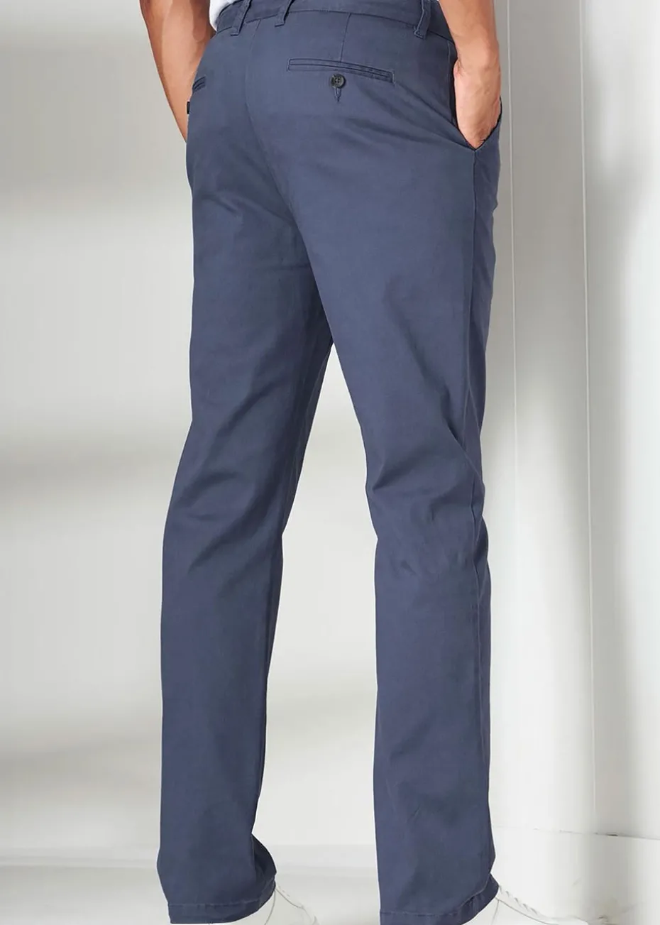 Cotton Traders Blue Flat Front Stretch Chino Trousers