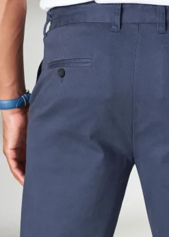 Cotton Traders Blue Flat Front Stretch Chino Trousers