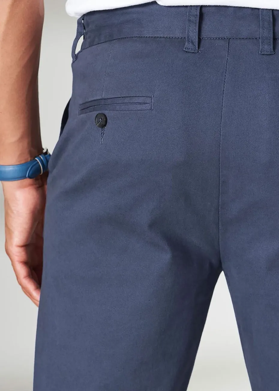 Cotton Traders Blue Flat Front Stretch Chino Trousers