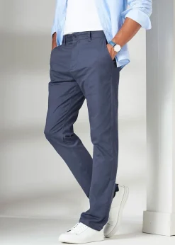 Cotton Traders Blue Flat Front Stretch Chino Trousers