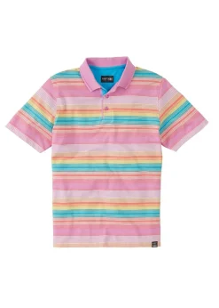 Cotton Traders Blush Pink Short Sleeve Stripe Polo