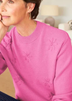 Cotton Traders Blush Pink Embroidered Jumper