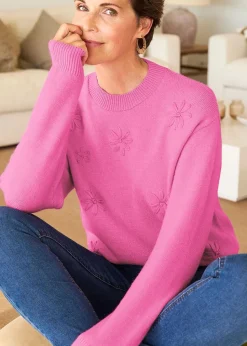 Cotton Traders Blush Pink Embroidered Jumper