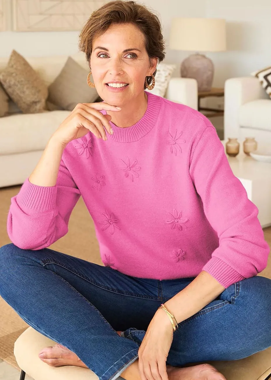 Cotton Traders Blush Pink Embroidered Jumper