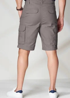 Cotton Traders Chalk Grey Cotton Cargo Shorts