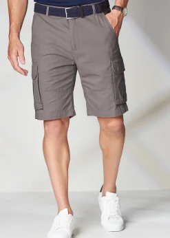 Cotton Traders Chalk Grey Cotton Cargo Shorts