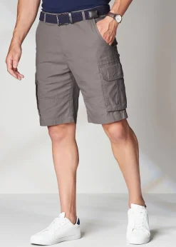 Cotton Traders Chalk Grey Cotton Cargo Shorts