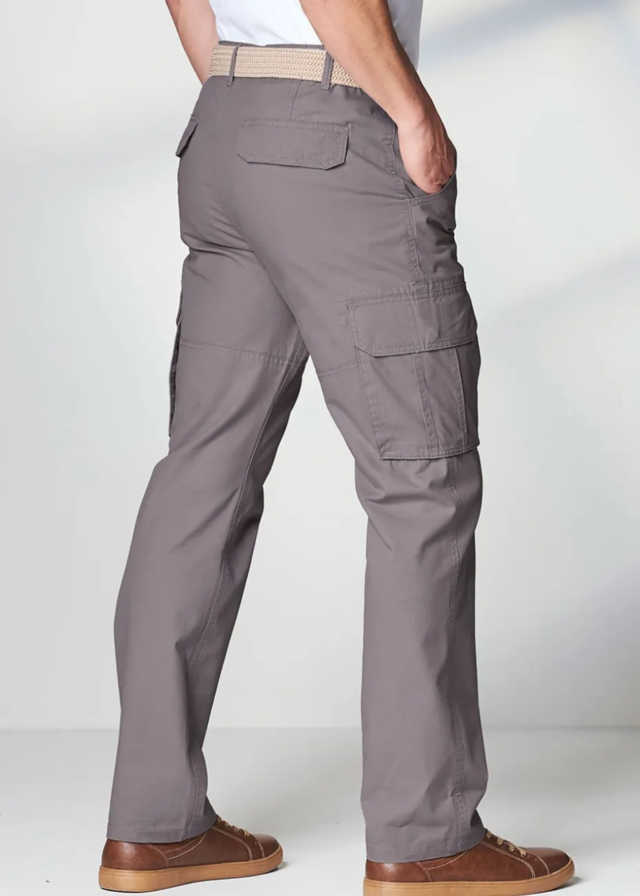Cotton Traders Chalk Grey Cotton Cargo Trousers