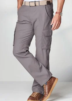 Cotton Traders Chalk Grey Cotton Cargo Trousers