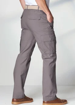 Cotton Traders Chalk Grey Cotton Cargo Trousers