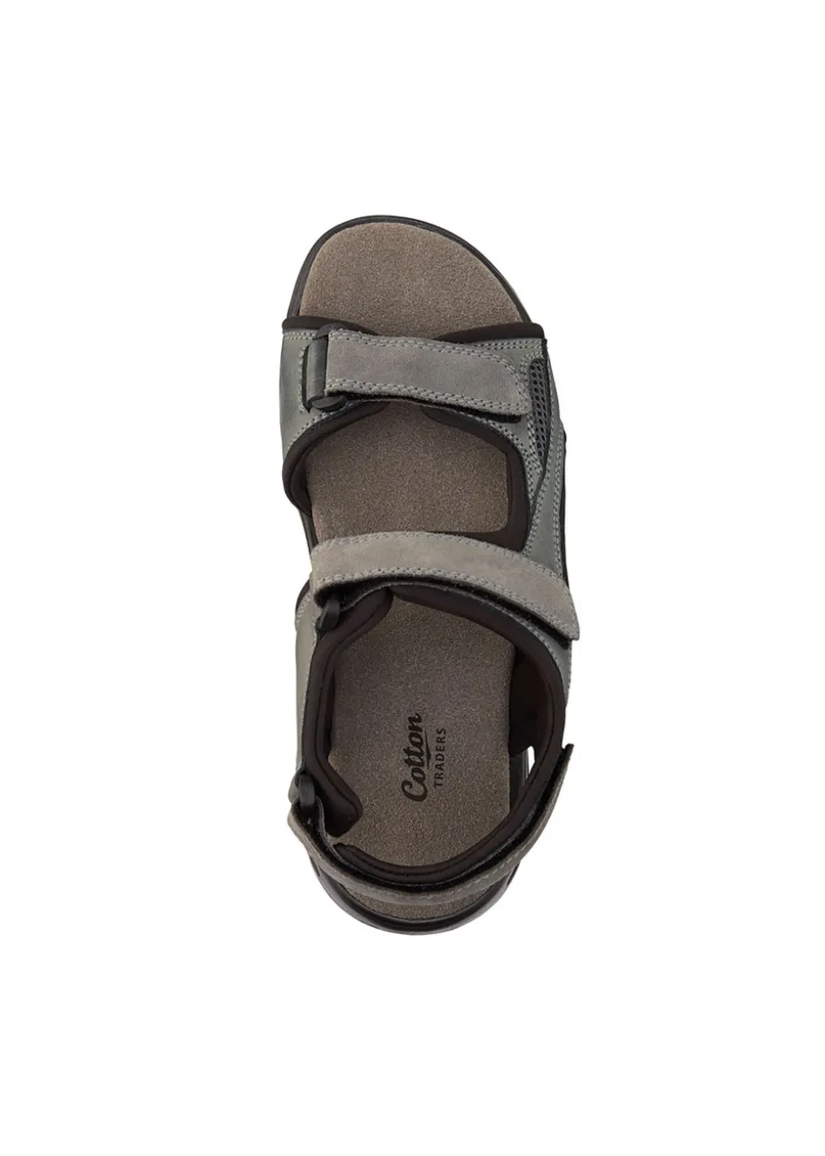 Cotton Traders Charcoal Leather Strider Sandals