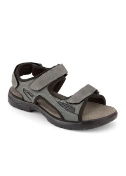 Cotton Traders Charcoal Leather Strider Sandals