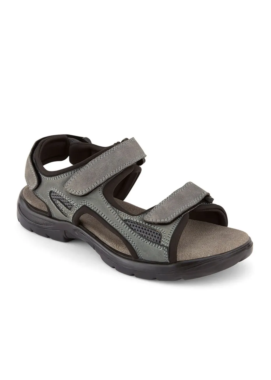 Cotton Traders Charcoal Leather Strider Sandals