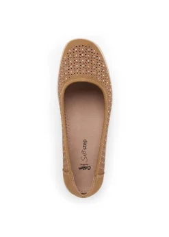 Cotton Traders Chestnut Jewelled Laser Cut Shoes