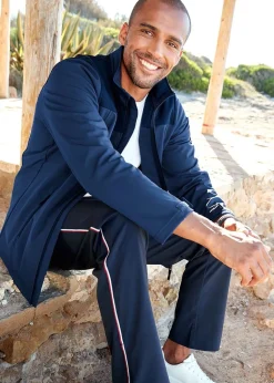 Cotton Traders Dark Blue Showerproof Fleece-Lined Jacket