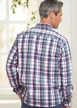 Cotton Traders Dark Blue Long Sleeve Supreme Easy-Care Shirt