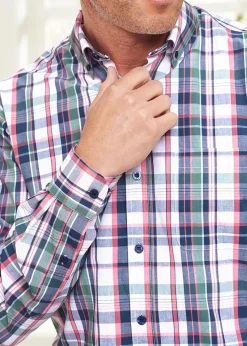 Cotton Traders Dark Blue Long Sleeve Supreme Easy-Care Shirt