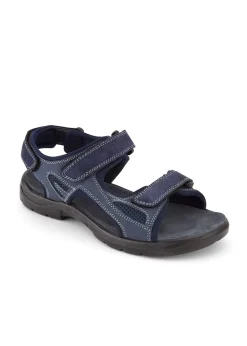 Cotton Traders Dark Blue Leather Strider Sandals