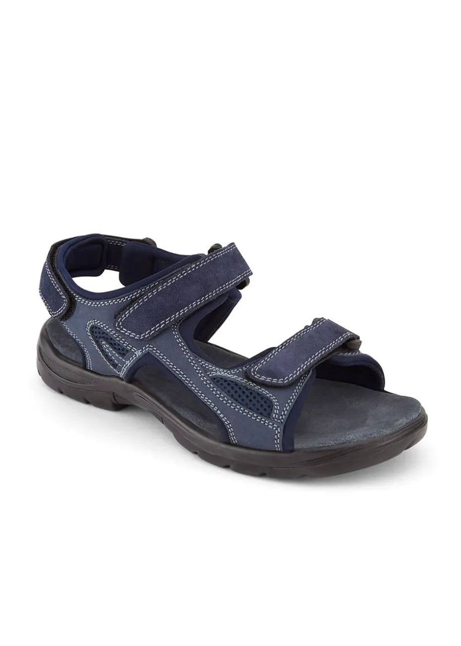 Cotton Traders Dark Blue Leather Strider Sandals