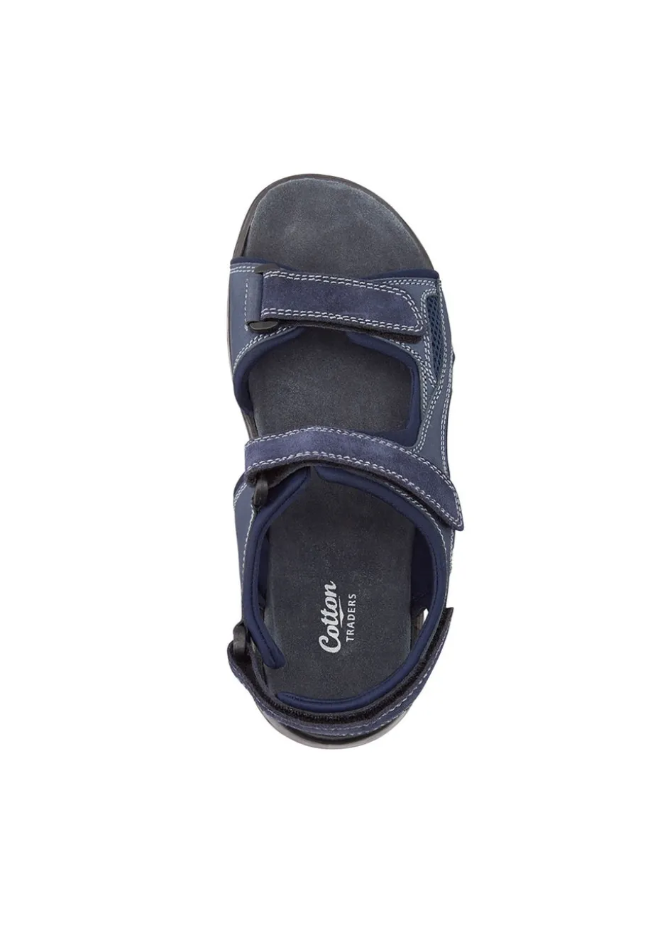 Cotton Traders Dark Blue Leather Strider Sandals