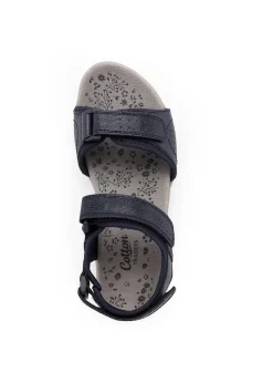 Cotton Traders Dark Blue Leather Adjustable Sandals