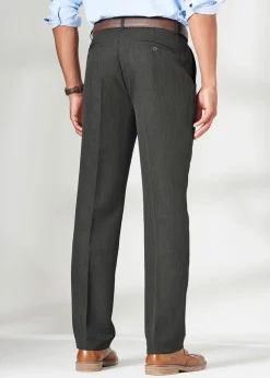 Cotton Traders Dark Moss Pleat Front Supreme Easy-Care Trousers
