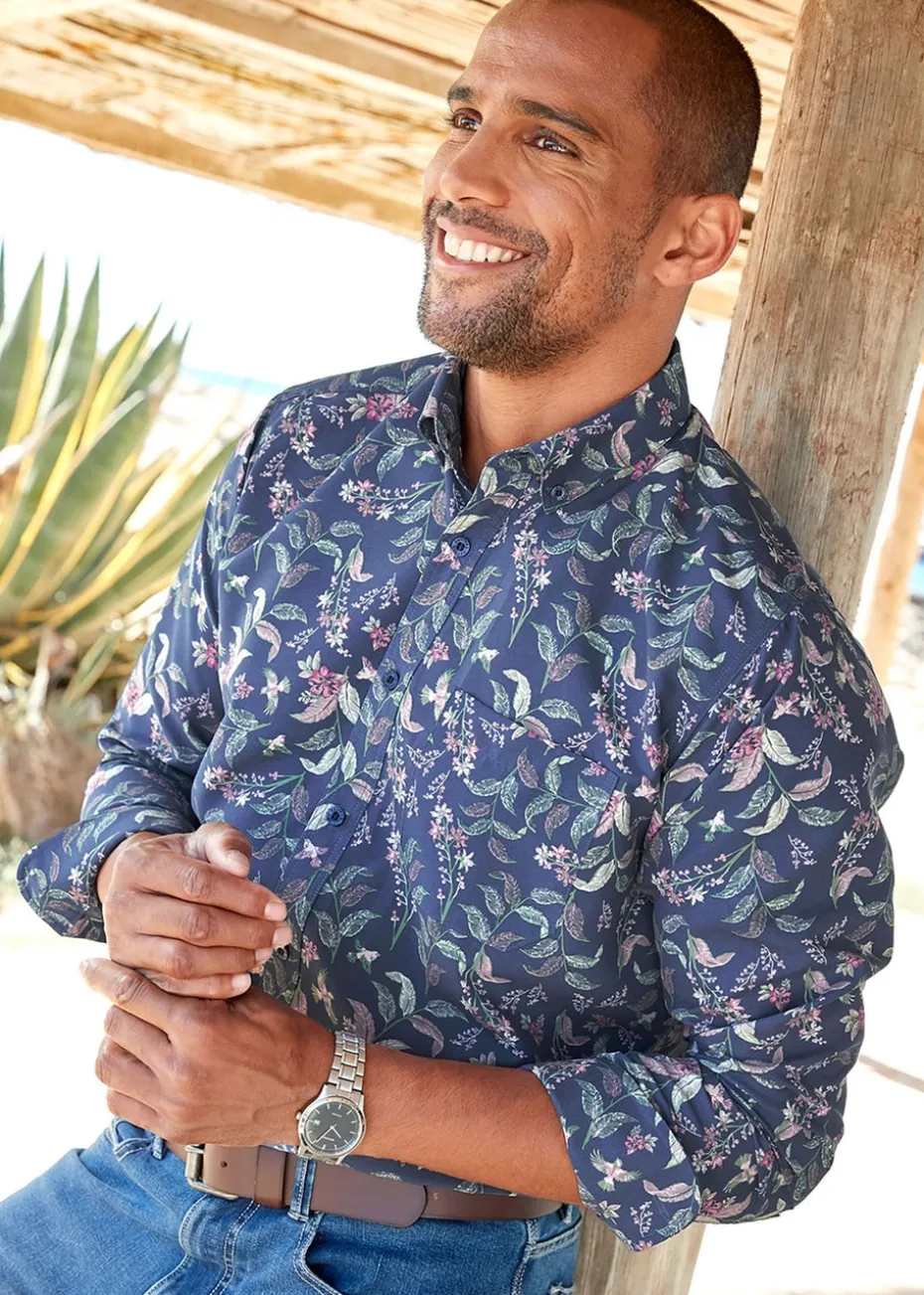 Cotton Traders Dark Sky Long Sleeve Easy-Iron Print Shirt