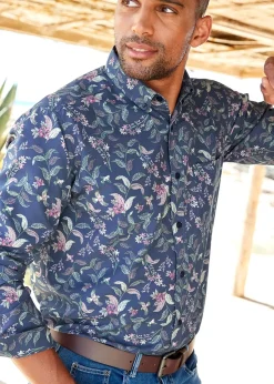 Cotton Traders Dark Sky Long Sleeve Easy-Iron Print Shirt