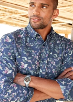 Cotton Traders Dark Sky Long Sleeve Easy-Iron Print Shirt