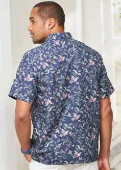 Cotton Traders Dark Sky Short Sleeve Easy-Iron Print Shirt