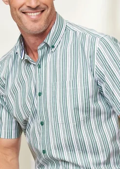Cotton Traders Dusky Green Short Sleeve Supreme Easy Care Shirt