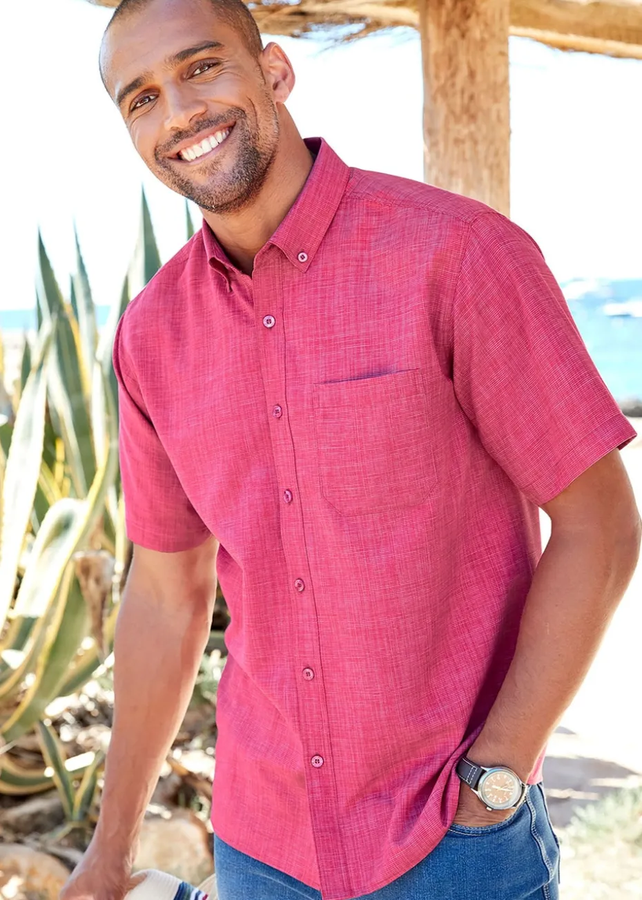 Cotton Traders Dusky Raspberry Short Sleeve Easy-Iron Shirt