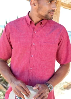 Cotton Traders Dusky Raspberry Short Sleeve Easy-Iron Shirt