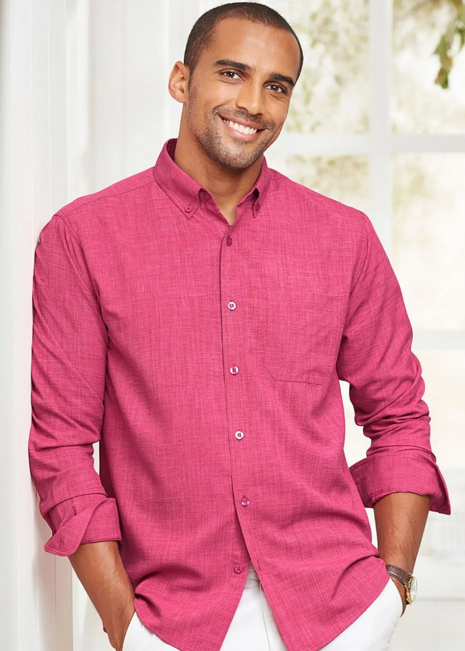 Cotton Traders Dusky Raspberry Long Sleeve Easy-Iron Shirt