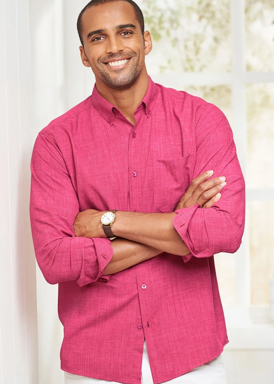 Cotton Traders Dusky Raspberry Long Sleeve Easy-Iron Shirt