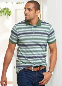 Cotton Traders Everglade Jacquard Stripe Polo Shirt