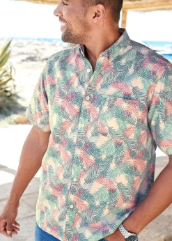 Cotton Traders Fawn Short Sleeve Easy-Iron Print Shirt