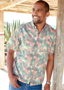 Cotton Traders Fawn Short Sleeve Easy-Iron Print Shirt