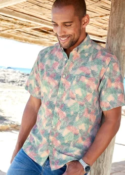 Cotton Traders Fawn Short Sleeve Easy-Iron Print Shirt