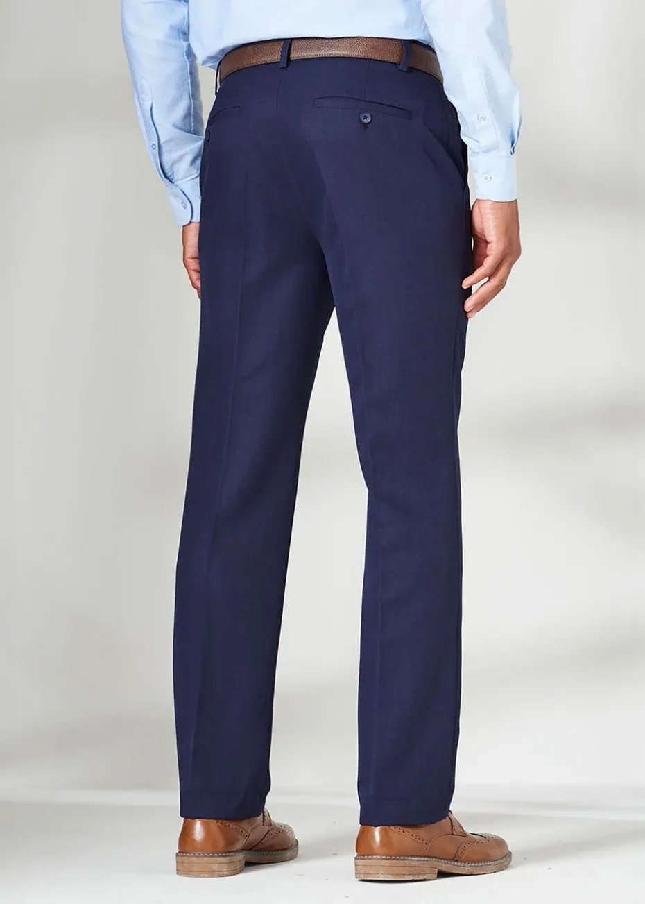 Cotton Traders French Navy Pleat Front Supreme Easy-Care Trousers