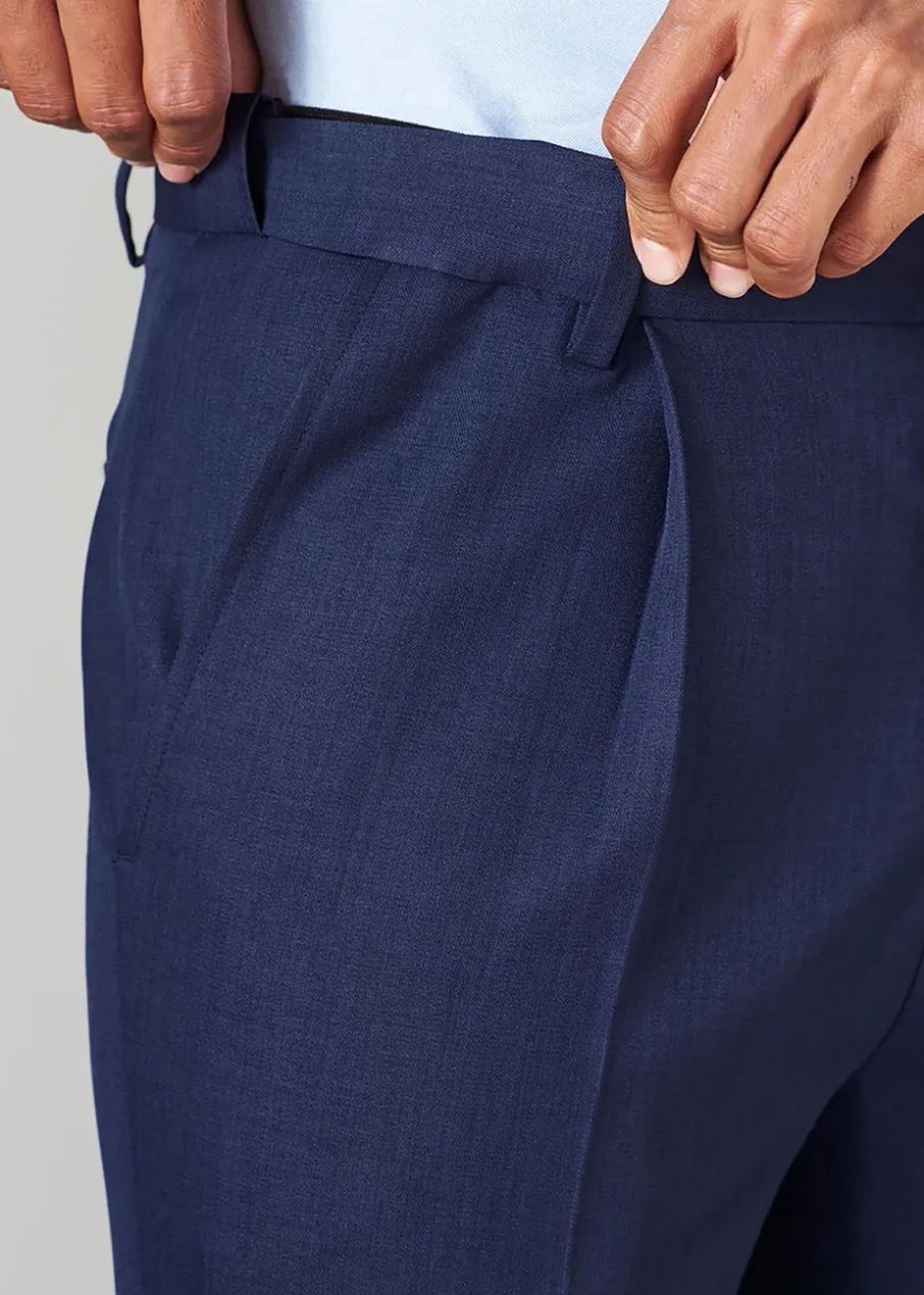 Cotton Traders French Navy Pleat Front Supreme Easy-Care Trousers