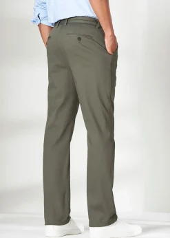 Cotton Traders Green Flat Front Stretch Chino Trousers